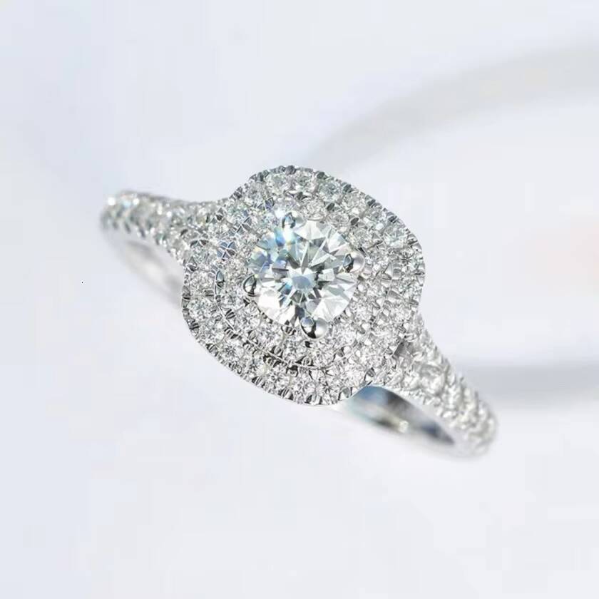 Hot Selling 2ct Engagement Jewelry 14K White Gold D/VVS Clarity Moissanite Dia 2 Rows Iced Out Wedding Ring for Women Men