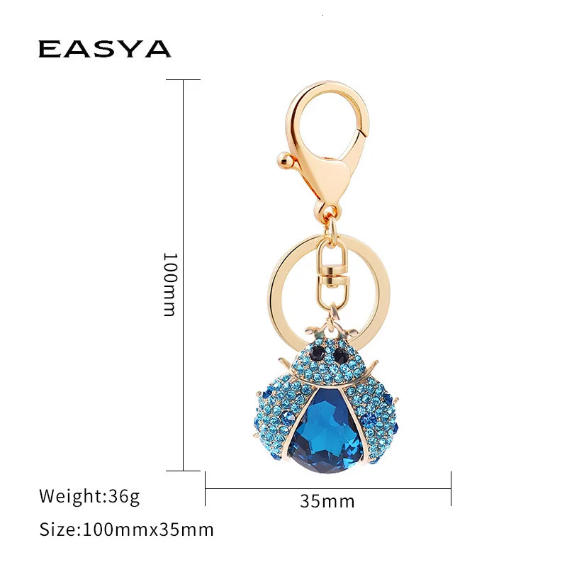 EASYA Arrival Crystal Insect Shape Chaveiro Keychain Cute Sparkling Metal Key Ring Holder Accessories For Women Girls Bag 250811