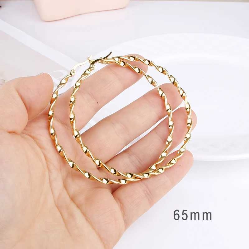 Hgfly Gold Color Stainless Steel Large Hoop Earrings for Women Thread Wholesale Ear Accessories Fashion Jewelry Hot E0153XJ250814