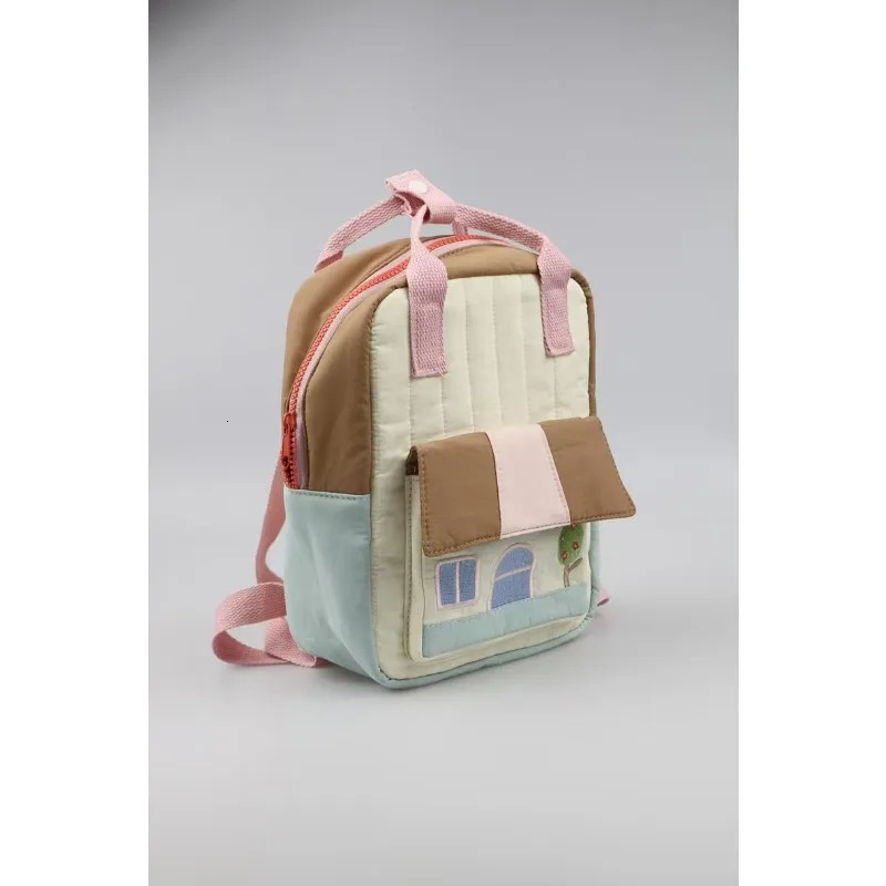 Cartoon Embroidered Kids Backpack Soft Cotton Lightweight Childrens Backpack Kids Accessories Kid Bag 250813