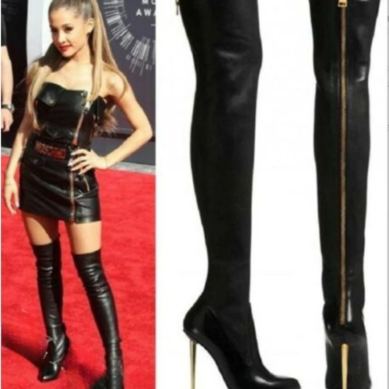 Black Sexy Stiletto High Heels Women Over-the-Knee Boots Pointed Toe Strippers Ladies Shoes Pole Dancing Long Botas De Mujer 250812