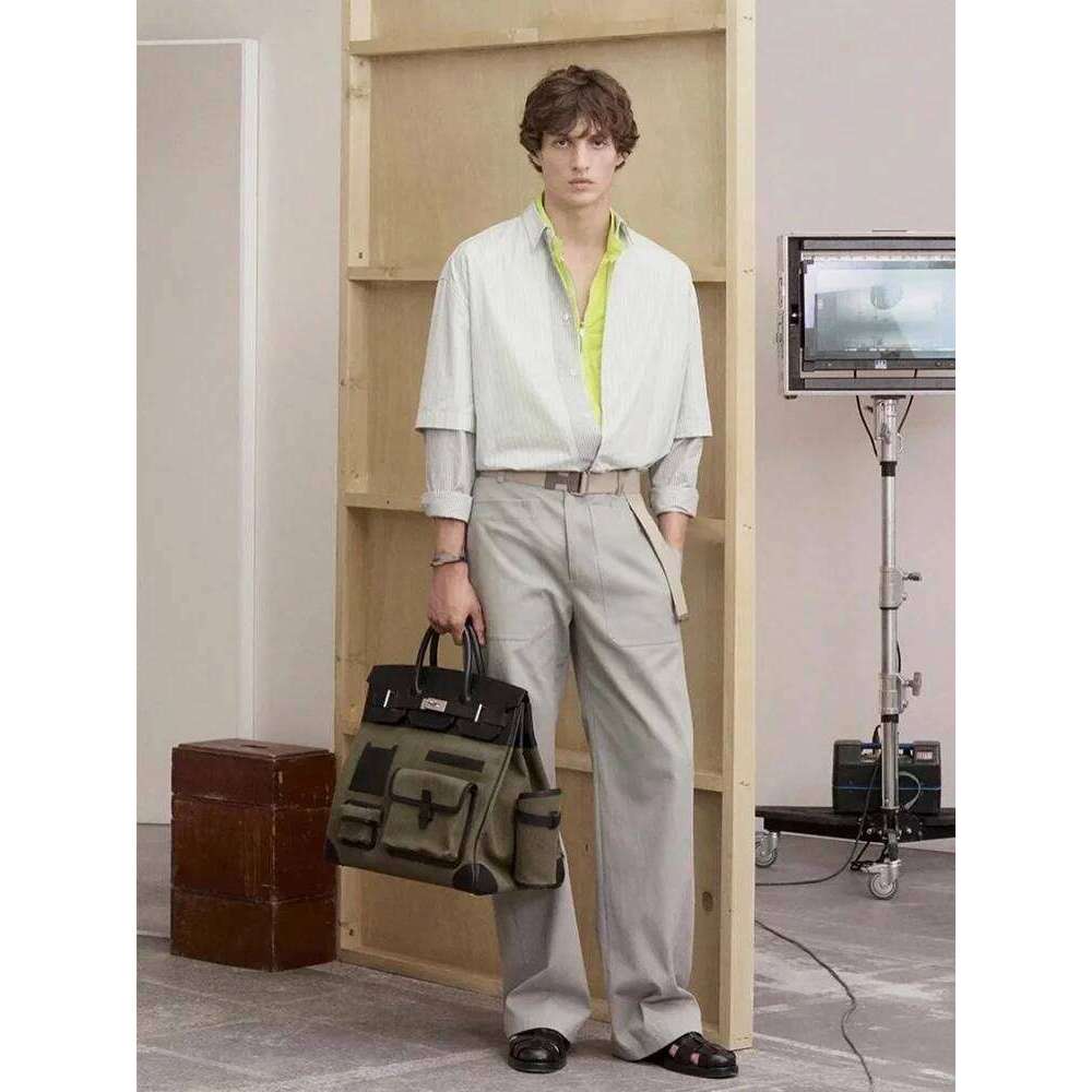 City Bag Trendy Men's Travel Large Capaci Motorcycle Workwear Crossbody Fi Handheld Tote Bag Platinum Canvas Youth Ba...