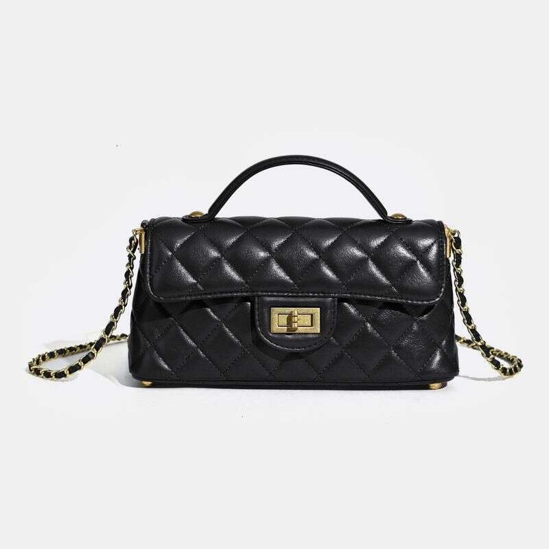 New Top Layer Sheepskin Dia Pattern Style Chain Crossbody Single Shoulder Handbag Small Square Bag