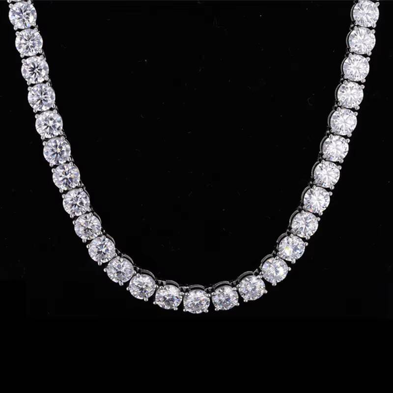 3mm 4mm 5mm 6mm Silver 925 DEF GH Vvs Moissanite Diamond Necklace Tennis Chain