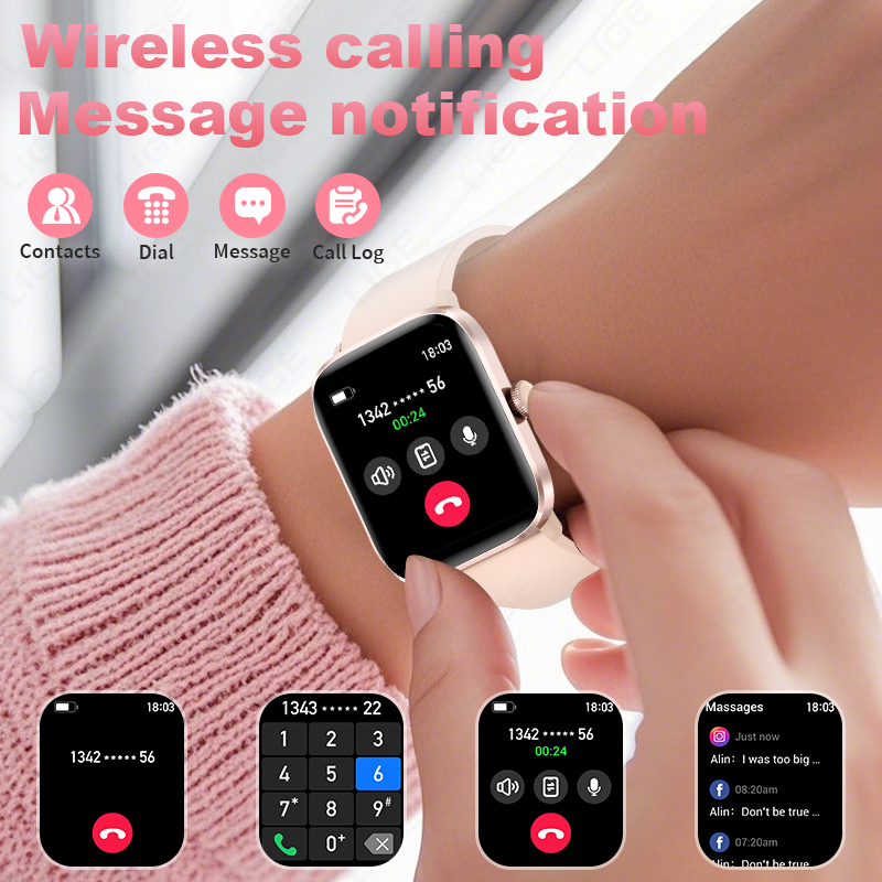 LIGE universal smart watch multifunction watch multiple sports dial custom dial remote control photography blood pressure heart rate deduction monitor