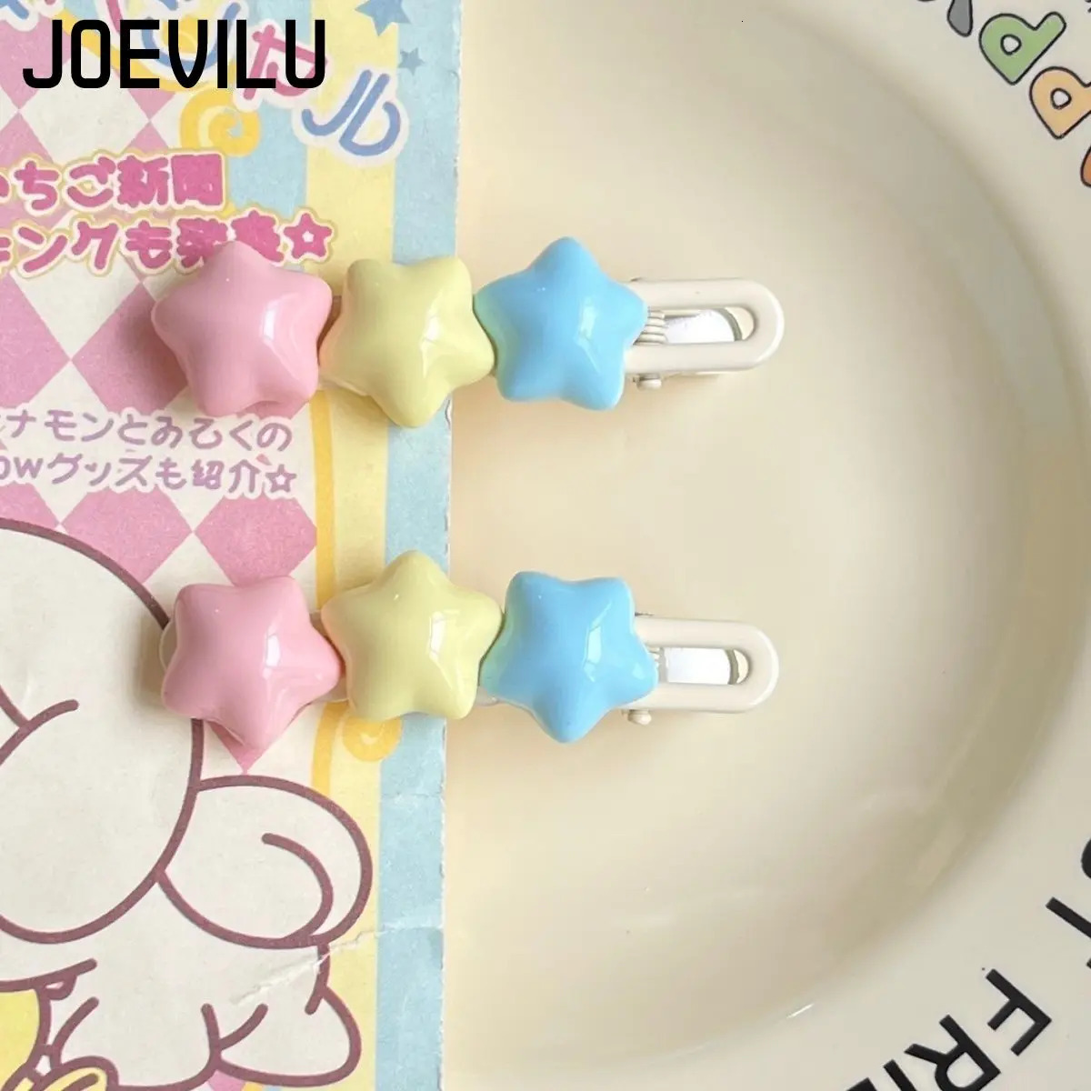 Pastel Star Hair Clips Cute 3 Color Kawaii Barrettes for Girls Long Wavy BB Hairpins for Side Bangs Aesthetic Hair Accessories 250812