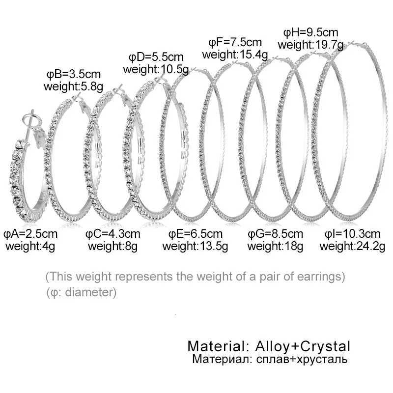 2020 FNIO Super Crystal Big Circle Hoop Earrings for Women Rhinestone Silver Color Circle Loop Earrings Simple Fashion Ear Ring XJ250814
