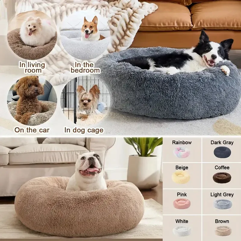 70-90cm Round Pet Bed For Large Dog Bed Super Soft Cat Bed Plush Cat Nest Winter Warm Pet Dog House