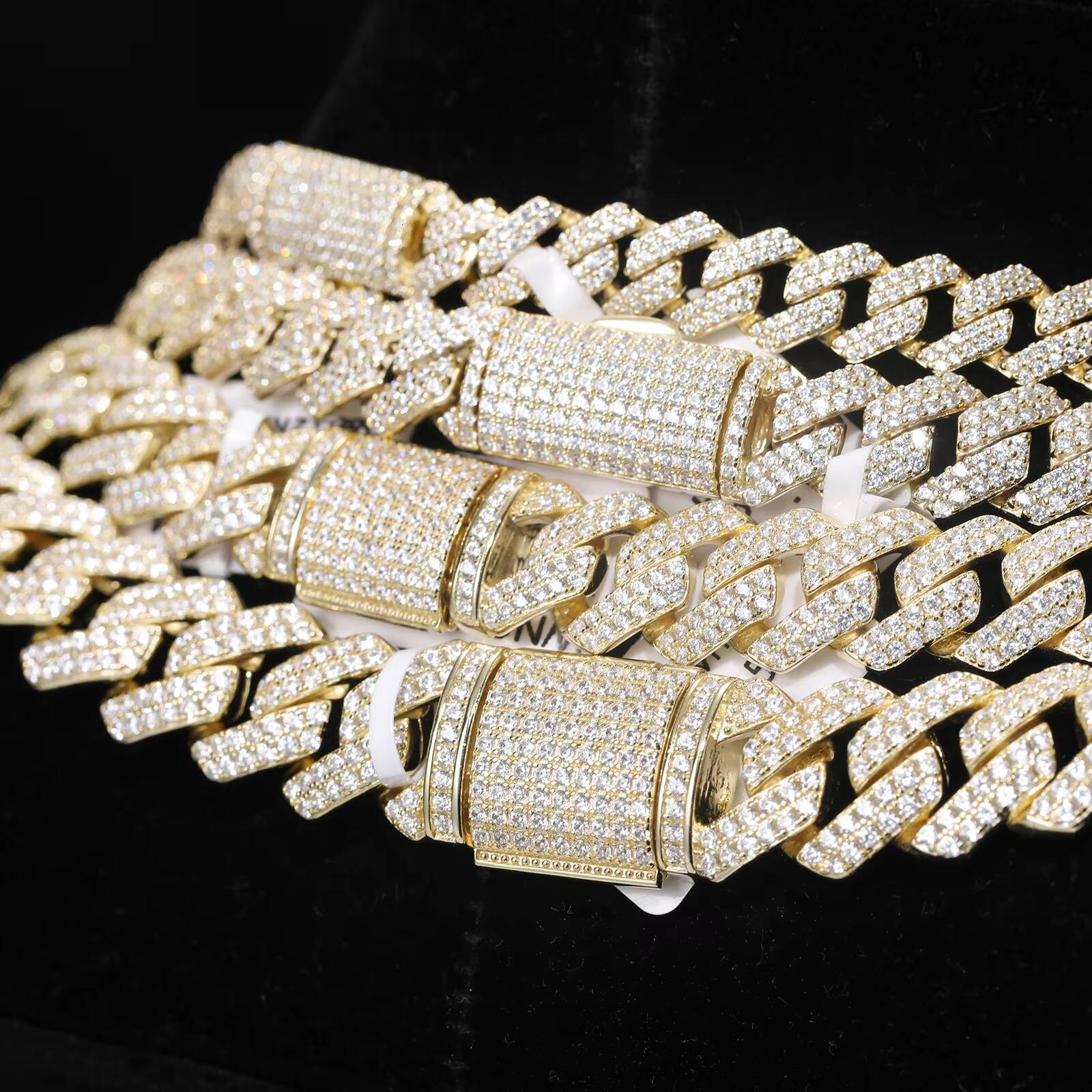 Young Boy Hip Hop Jewelry Wholesale 8mm-14mm 14K Gold 925 Silver 2 Row VVS Moissanite Diamond Iced Out Cuban Link Chain Necklace