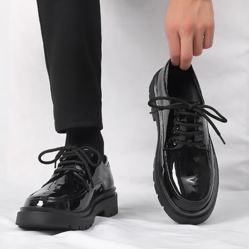 Men's Leather Korean Trendy Versatile Thick Sole British Style Groom Formal Shoes 6265-H