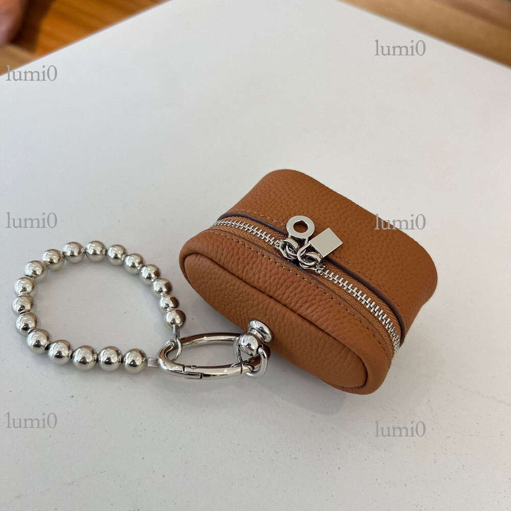 Ins Style Simple Portable Neck Lipstick Makeup Genuine Leather Earphone Top Layer Cowhide Mini Bag Hanging Ornament