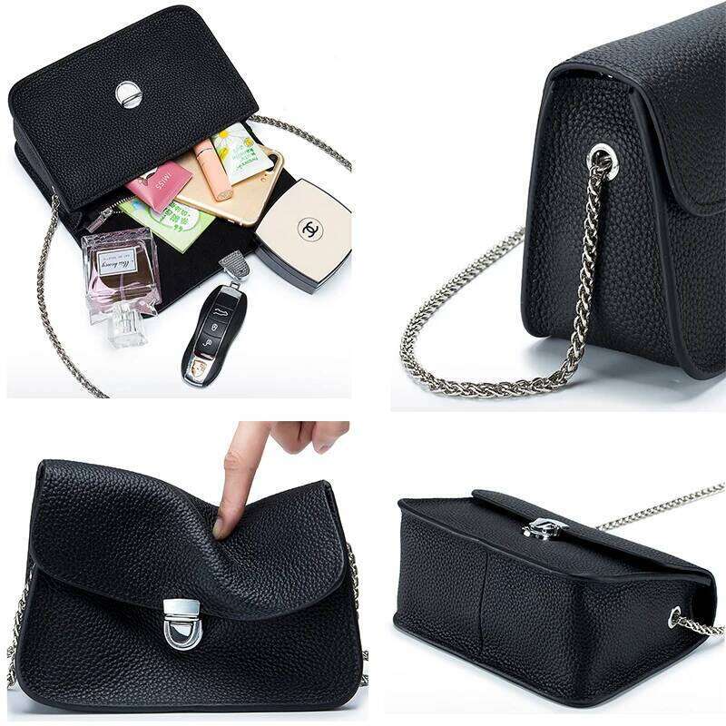 Women Brand Designer Genuine Leather Messenger Fashion Summer Small Flap Chain Shoulder Bag Handbag Female Cowhide Crossbody