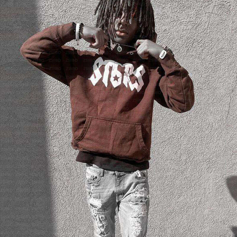 Street Hip-Hop Gothic Punk Style Hoodie with Number and Letter Print Pullover Sweatshirt