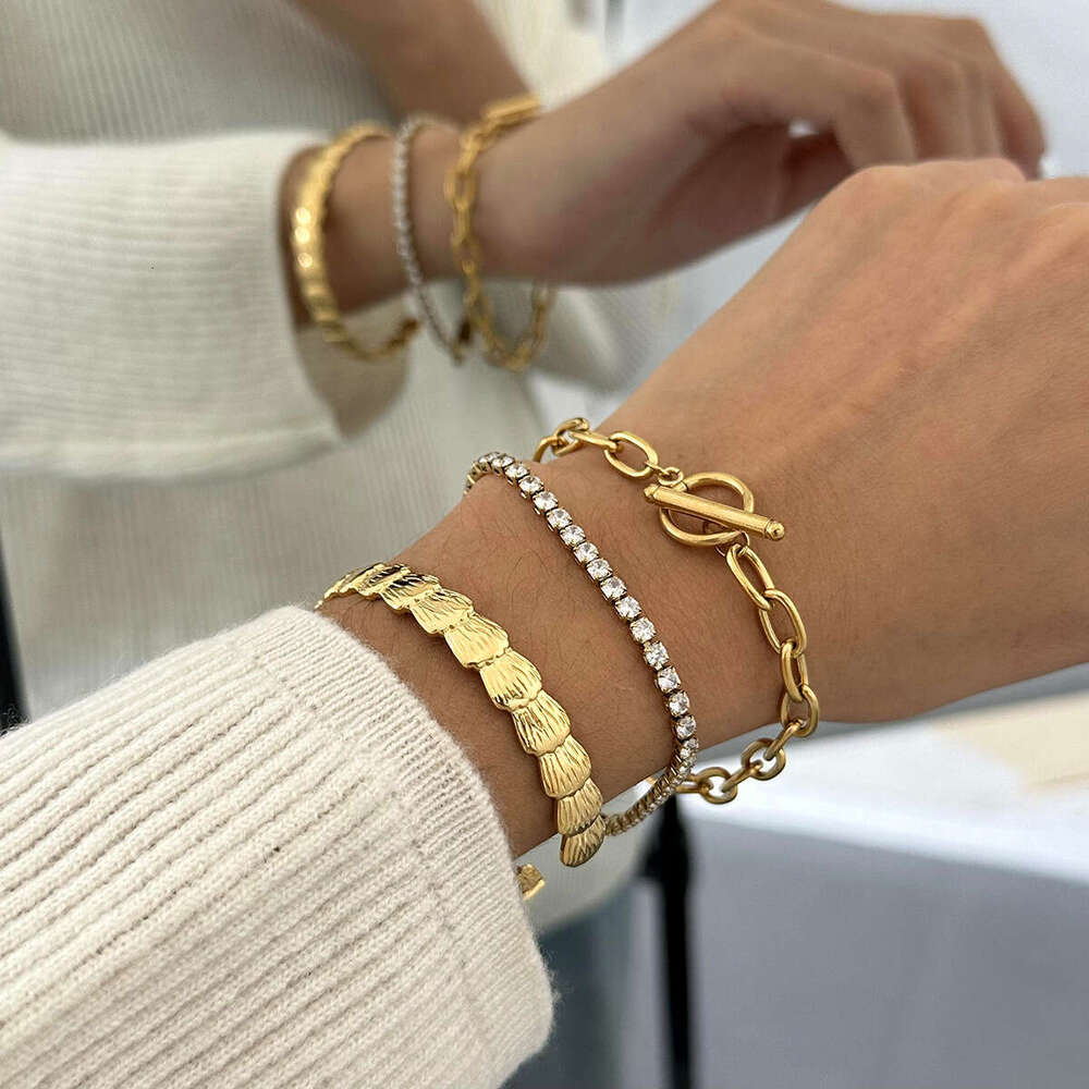 Designer Stainless for Women Zircon High-End Ins Open Bracelet Gold Jewelry Titanium Steel