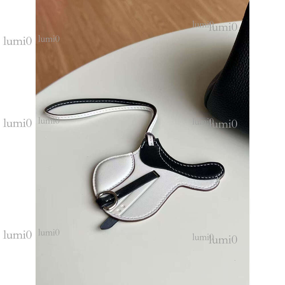 H Brand Lambskin Saddle Pendant Genuine Leather Bag Charm Handmade Accessory