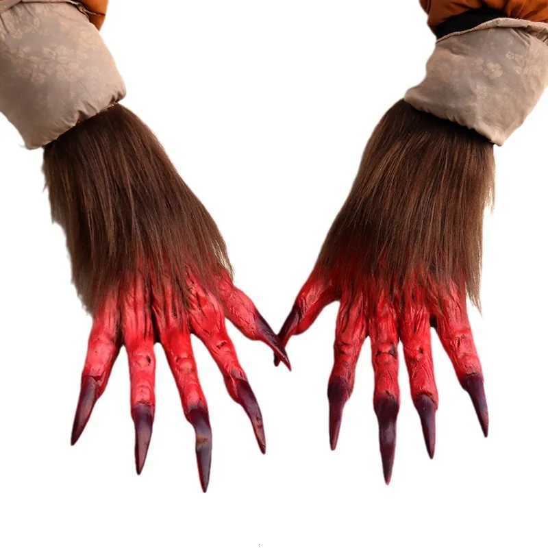 Halloween Wolf Gloves Werewolf Costume Christmas Fingernails Adult Monster Hands Paws Claw for Props Cosplay Party Easter Y250814