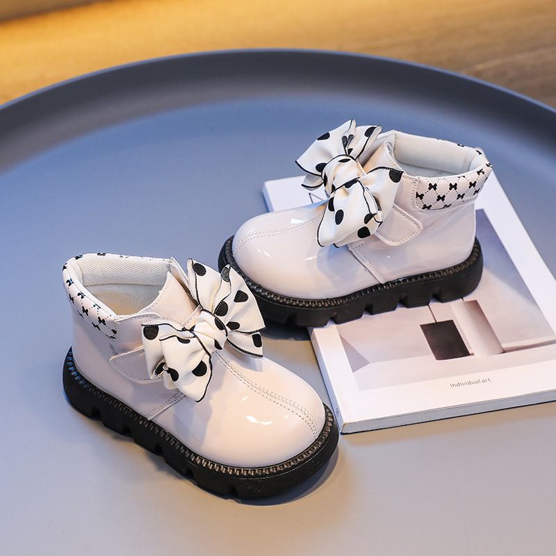 Boots Toddler Platform Fashion Kids Boot New Bowknot Princess Anti Slip Ankle Boots Kidsnest Soft Sole Short Leather Boot Girl Shoe Sizes US9C-US4Y