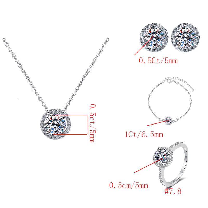 Fine Fashion Jewel GRA Certified Design VVs1 Moissanite Round Shape Dia Jewelry Sets S Sterling Sier Women Ladies