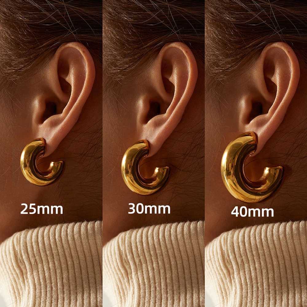 Ekstra Large Chunky Hoop Earrings for Women Gold Plated Stainless Steel Tube Thick Hoops Lightweight Jewelry Gifts 25/30/40mm XJ250814