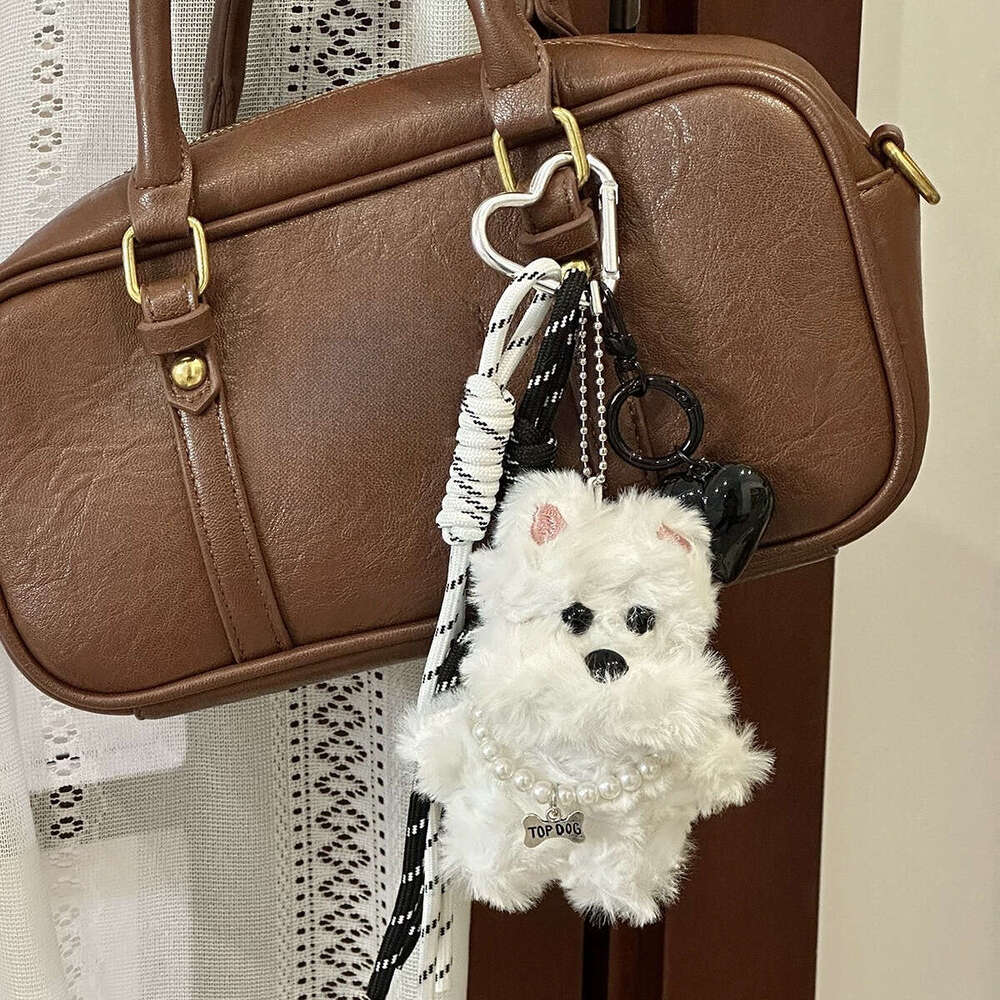 Cute Scrawled Puppy Fashion Plush Doll Car Keychain Heart Bag Pendant Decoration