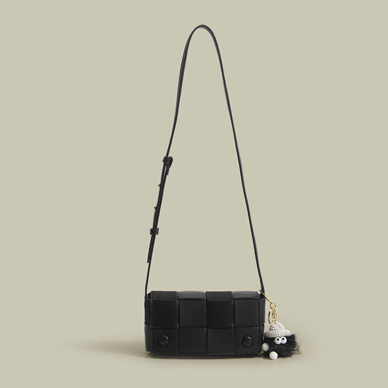 Color-Block Plaid Shoulder Autumn Winter New Woven Crossbody for Women Design Small Square Bag