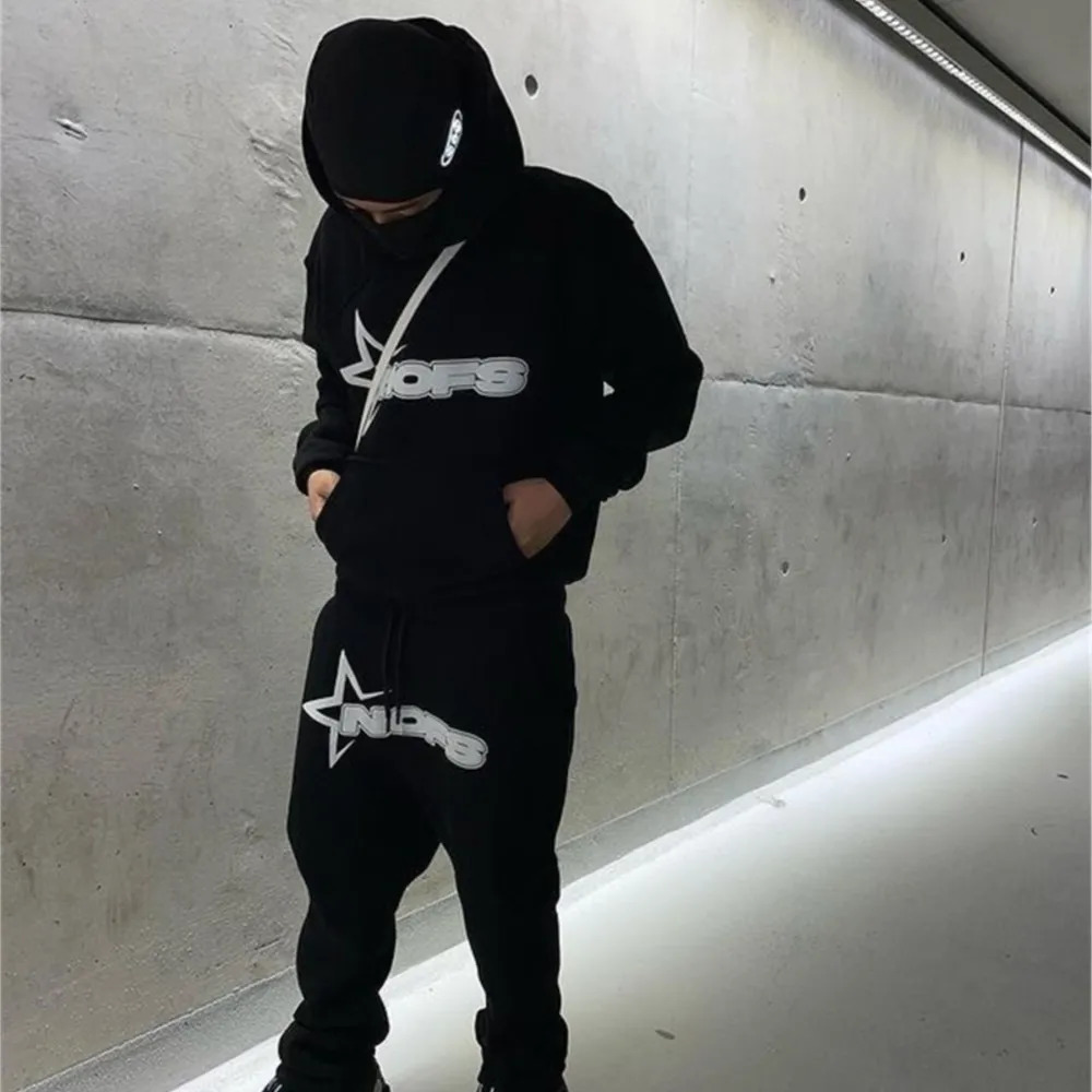 Y2K Hoodies Men Harajuku Hip Hop Letter Graphic Print Loose Sweatshirts Punk Rock Gothic Clothes Tops Goth Pants Streetwear 250813