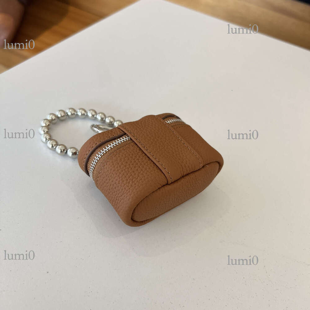 Ins Style Simple Portable Neck Lipstick Makeup Genuine Leather Earphone Top Layer Cowhide Mini Bag Hanging Ornament