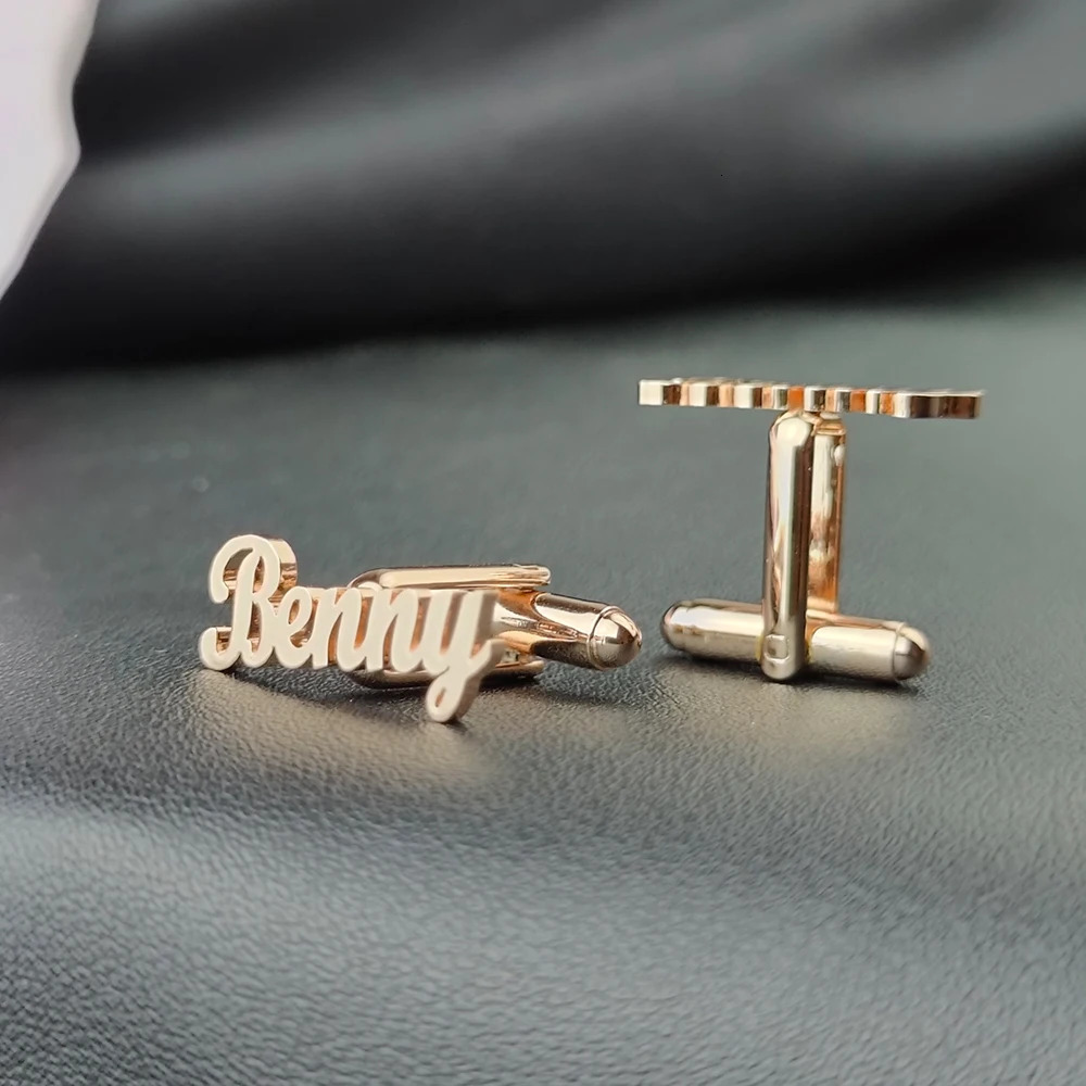 Custom Name Cufflinks Personalized Stainless Steel Letter Cuff Links Men Dad Husband Jewelry Groom Groomsmen Gifts 250812