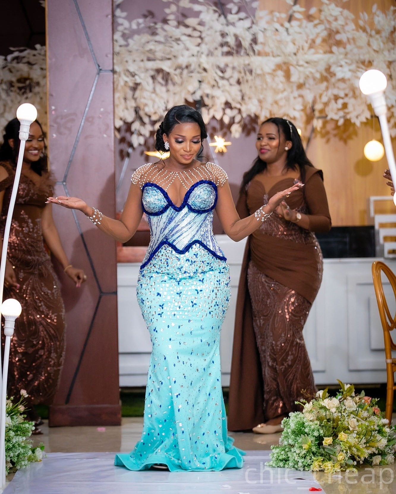 Mermaid Sky Blue Prom Dresses 2025 Crystals Beaded Sheer Neck Luxurious Evening Formal Party Second Birthday Engagement Gowns Plus Size Dress For Spec
