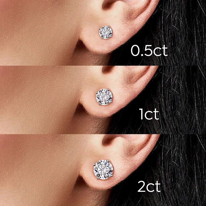 KNB 0.1CT-2CT D Color Lab Created Diamond Certified Stud Earrings for Woman Gift 925 Sterling Silver Wedding Jewelry 250807