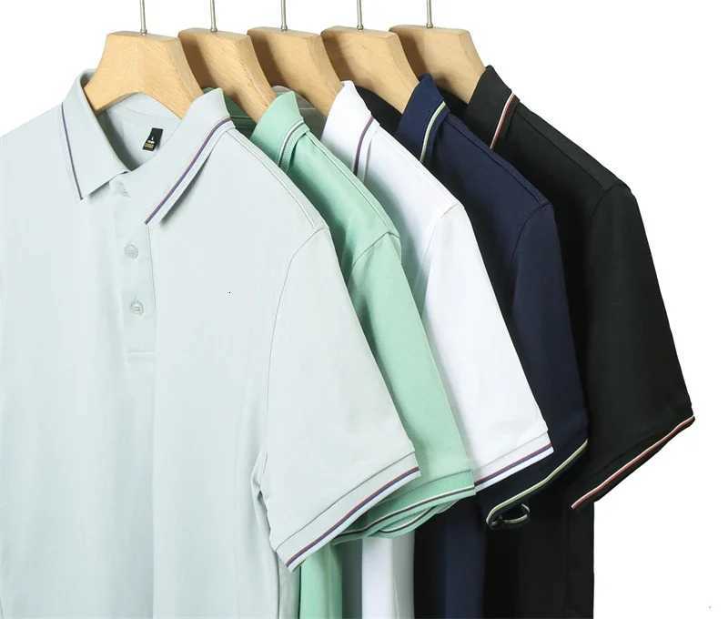 2025 New Mens Business Casual Short Sleeve Shirt Solid Color Polo Shirt Fashionable Breathable Comfortable Versatile Top XJ250804