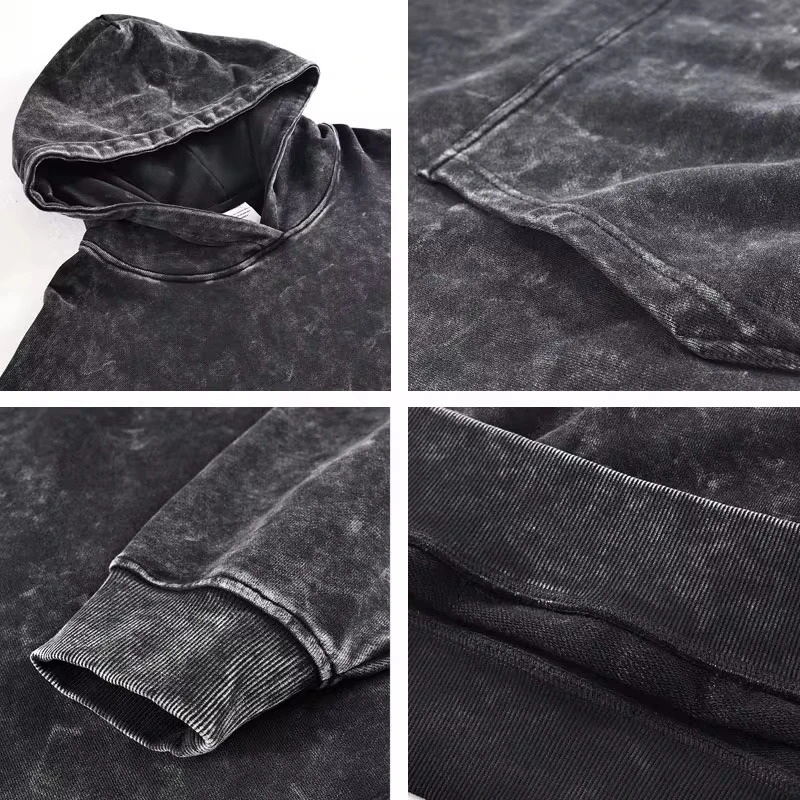 Colorful Retro Hoodie Hip Hop Vintage Washed Hooded Sweatshirts Oversized Pullover Harajuku Custom Hoodies Men Women 100% Cotton 250813