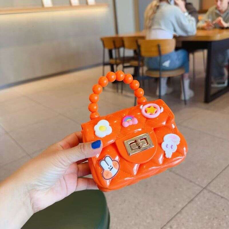 Children's Cute Cartoon Jelly Girls Silicone Coin Purse Messenger Bag Little Girl Mini Pearl Handbag