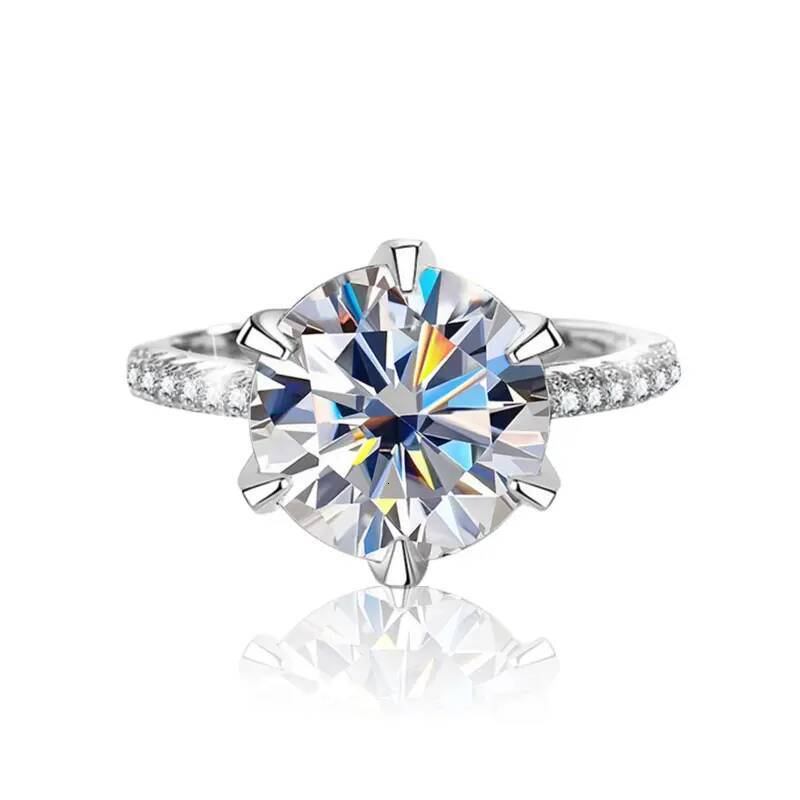 KNOBSPIN 5ct D Color Moissanite Ring S925 Sterling Sliver Plated 18k White Gold Eternity Band Wedding Engagement Rings For Women