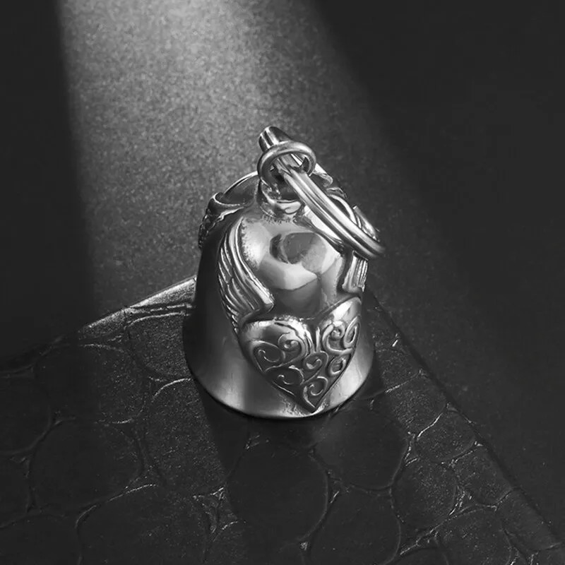 Vintage Punk Love Angel Wings Bell Pendant Motorcycle Bell Necklace for Men Motorcycle Riding Amulet Accessory Jewelry 250812