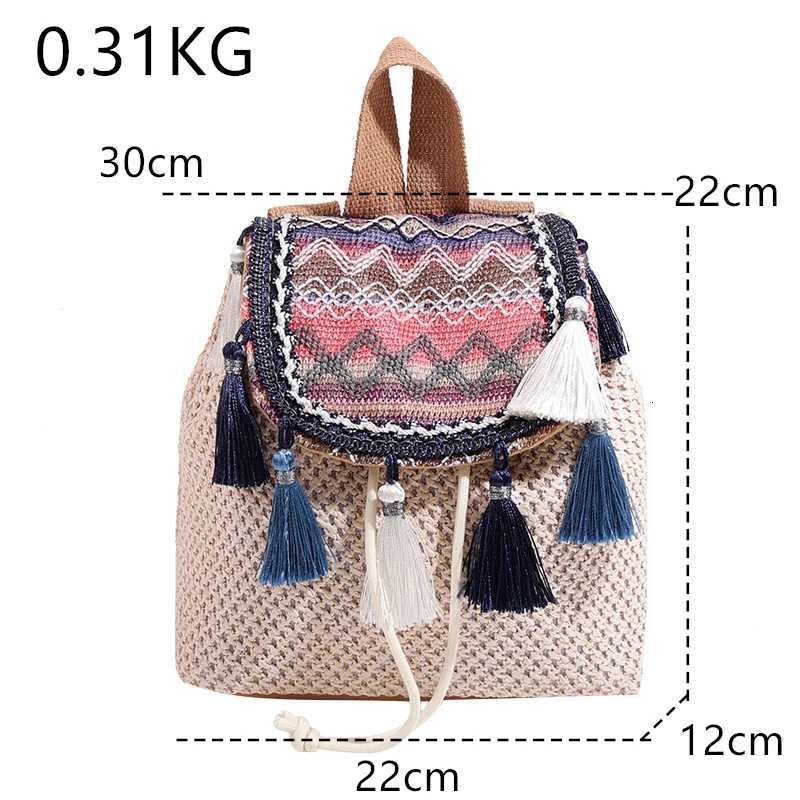 2023 New Fashion Folk Style Portable Small Bag Female Woven Shoulder Bag Niche High Sense Travel Luxury Women Straw Backpack XJ250814