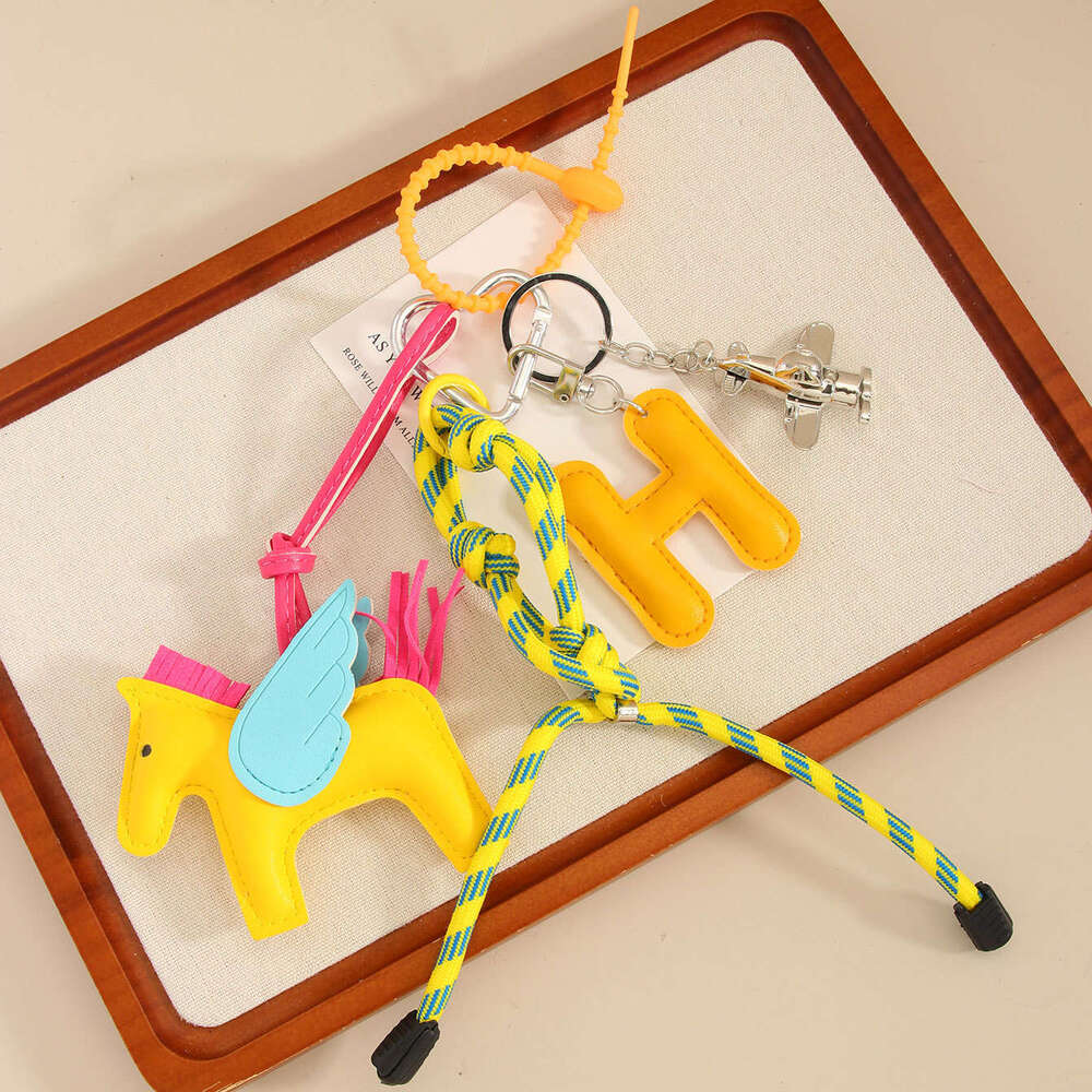 Bag Charms Designer Little Pegasus Airplane charm Letter Keychain Bag Leather Pendant Decoration