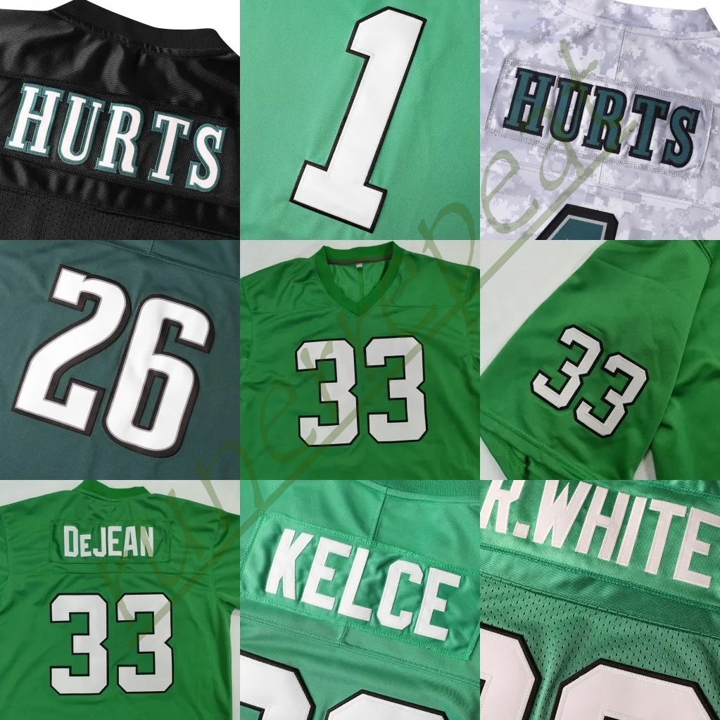 Jalen Hurts Football Jerseysss Jason Kelce Brown Kelly Saquon Barkley Green R.White custom any name any number Jersey Stitched IN Stock