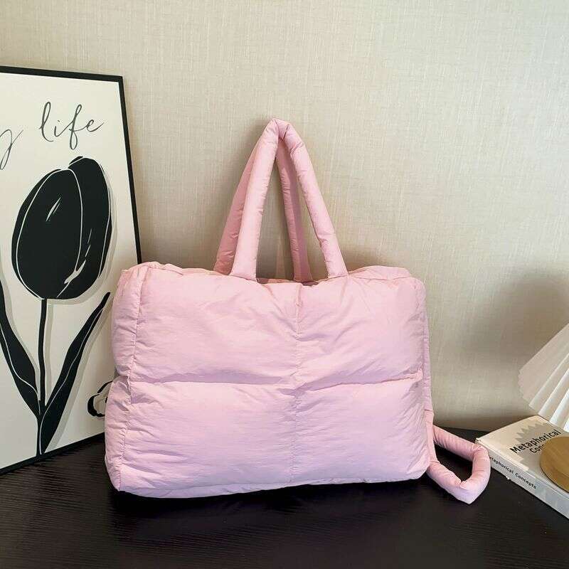 Portable, soft, simple down ba, lare capacity sinle shoulder crossbody handba, dia rid puff commuter storae