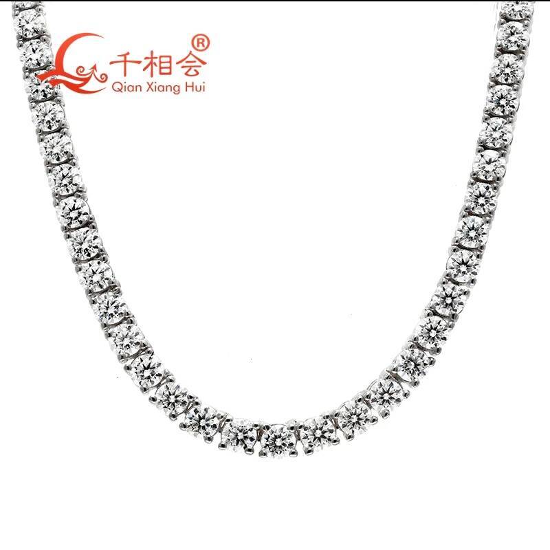 Necklace 10mm tennis round full of D white moissanite 925 Silver Sterling Trendy men women Hip Hop Link Chain jewelry gift