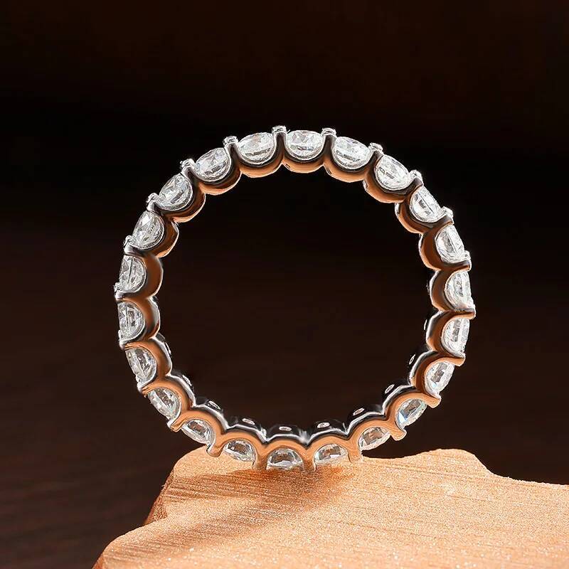 KNOBSPIN D VVS1 All Moissanite Rings for Women Man Engagement Wedding Eternity Band with GRA S925 Silver Plated 18k Gold Ring