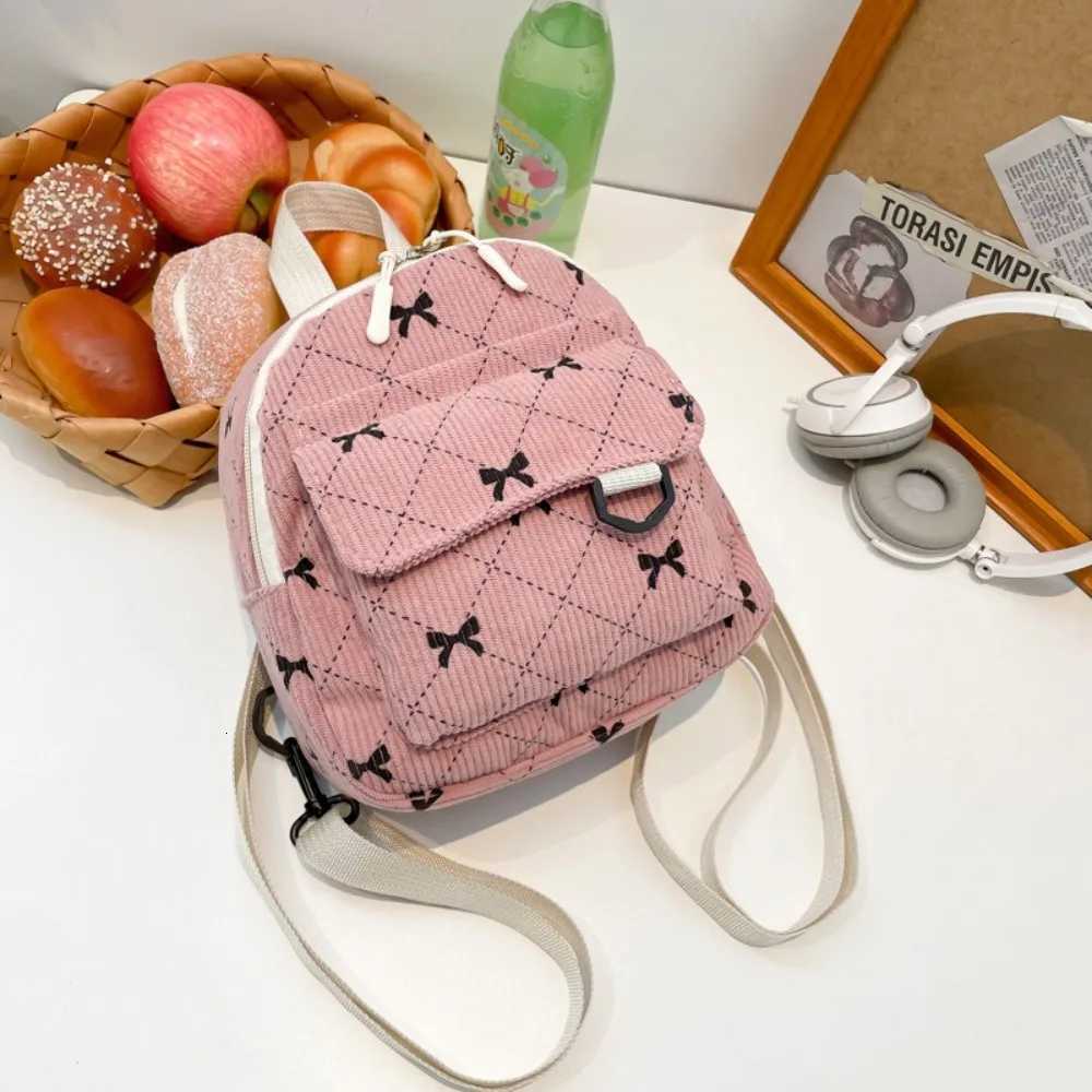 New Mini Backpack Bowknot Printed Sweet Storage Bag Corduroy Korean Version Cosmetic Bag for Women XJ250814