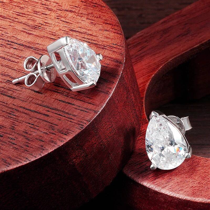 BXINY 1/2/4Carat Pear Cut Moissanite Stud Earrings S925 Silver Waterdrop Diamomd Ear Studs for Women Gifts Fine Jewelry with GRA
