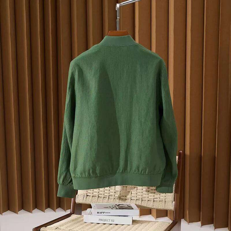 Designer Clothing 2025 2025 Summer Travel Styles Pure Linen Bomber Jacket Thin Breathable Italian Designer Timeless Elegance Men's Clothing