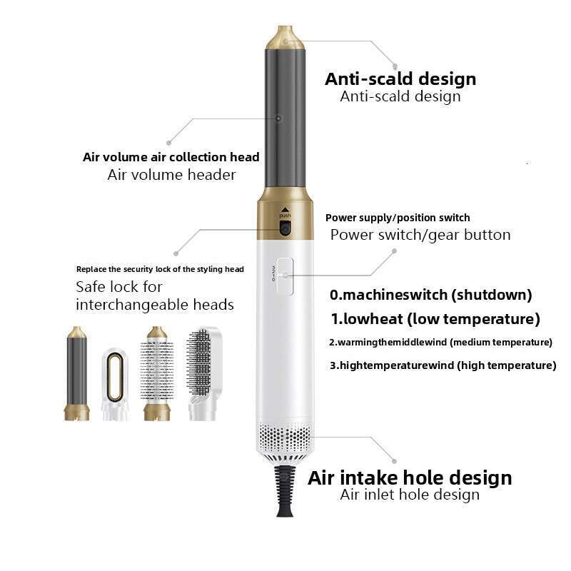 5-In-1 Automatic Electric Rotating Hair-Friendly Multi-Functional Large Waves And Straight Curling Iron