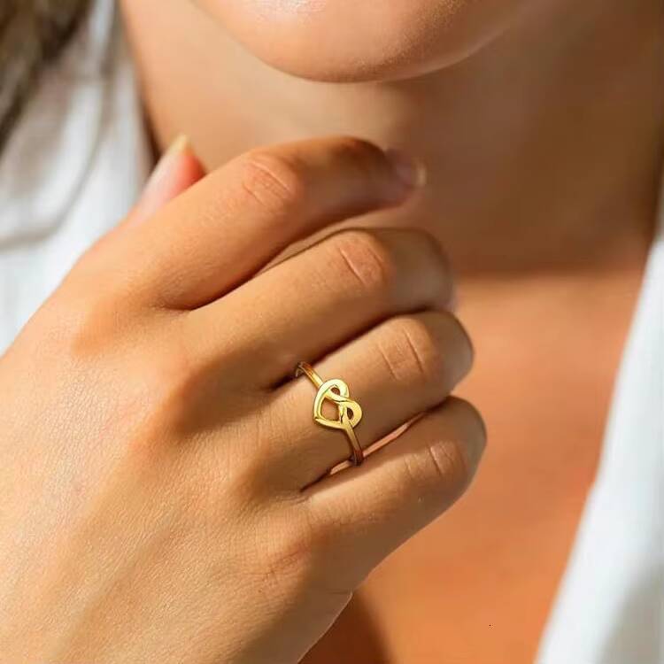 Sterling Silver Cross-Border Ring Knot Twisted Heart Exquisite Fashion Style Women's Finger