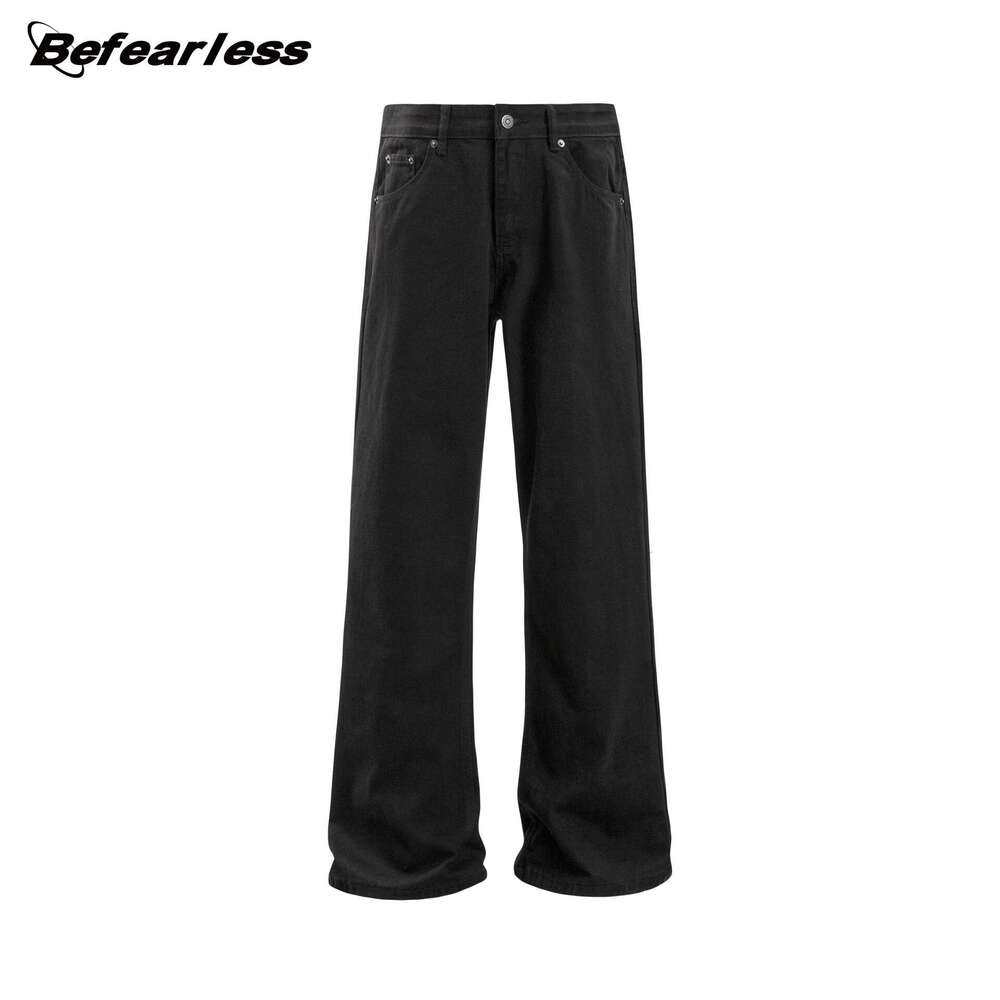 American Style Flared Jeans Unisex High Street Loose Casual Long Pants B5