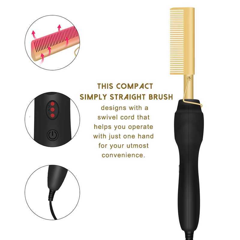 Professional Electric Ceramic Ionic Hair Straightener Brush Hot Comb Pressing Electric Hot Comb Hair Straightener W250814