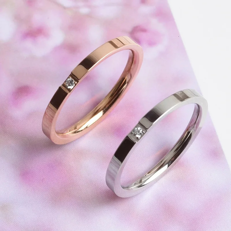 2mm Simple Steel Couple Rings Wedding Band with Single US Size 4 5 6 7 8 9 10 250811