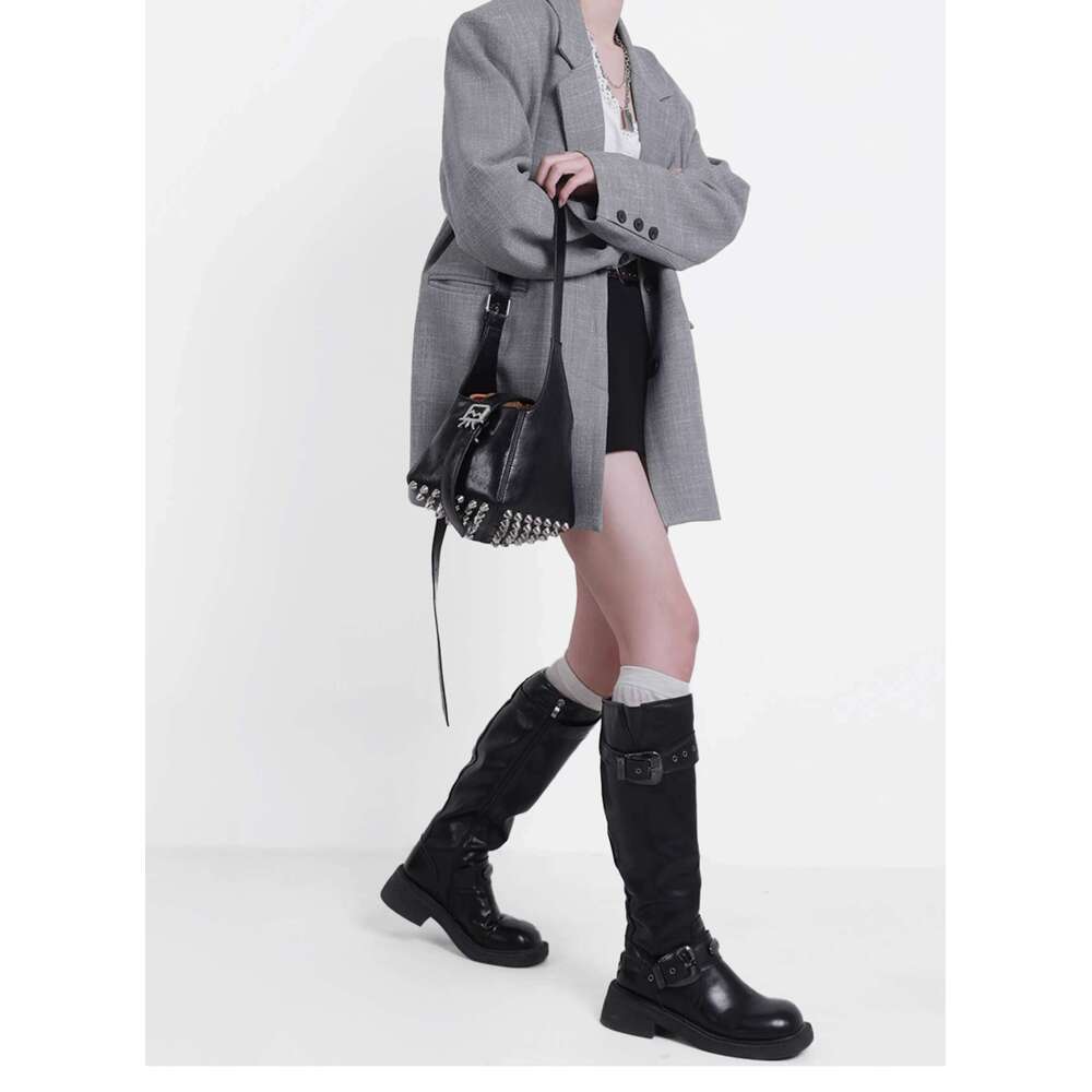 City Bag COY LUCKY Original Niche Design Motorcycle Rivet Underarm Bucket Versatile Tote Bag